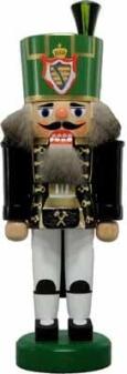 Nussknacker – Bergmann bunt mit grüner Mütze & schwarzer Uniform – Höhe ca. 19 cm