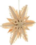 Christbaumschmuck - Spanstern mit gelochten Kieferstern (Beidseitig) - BxHxT 11x11x1,5cm