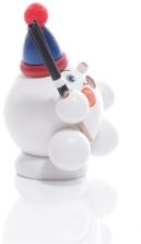 Räucherfigur - Räucherschneeball Weiß mit Besen und Bommelmütze - Ansicht Rechts - Die Räucherfigur gehört einfach zu Weihnachten