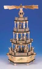 Weihnachtspyramide mit Spielwerk, natur, Figuren natur / 4 Etg. Höhe ca 50 cm