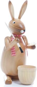 Holz Osterhase Maler mit Farbpalette und Eierbecher - natur - BxHxT ca. 9x20x9cm