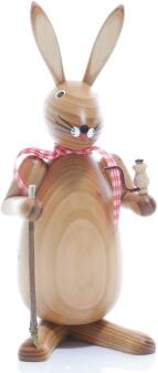 Osterfigur - Osterhase Wanderer mit Pfeiffe und Wanderstock - natur - BxHxT ca. 9x20x9cm