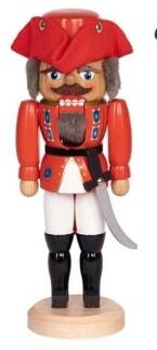 Nussknacker – majestätischer General mit rotem Mantel und detailreicher Bemalung, handgefertigt –