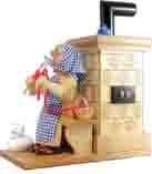 Räuchermann – Oma am Ofen mit Strickzeug & Holzofen – BxHxT ca. 9×21×19,5 cm