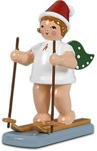 Holzfigur Engel auf Ski und Krone Höhe 6 cm von KDE-Kunstgewerbliche Drechslerei Ellmann mit