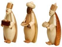 Krippenfiguren – detailreiche Heilige Drei Könige aus natürlichem Holz, handgeschnitzt – HxBxT = 6,5