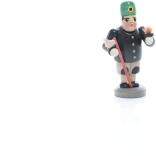 Miniaturfigur - Bergmann mit Fackel und Axt und grünem Hut, Bunt - BxHxT 3,5x6,5x3cm