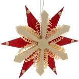 Christbaumschmuck - Roter Kiefernstern mit Punkten und Spanstern - BxHxT 13x13x2cm