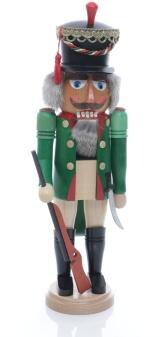 Weihnachtsfigur - Handgefertigter Nussknacker sächsischer Reiter mit Gewehr und Schwert – 42x15x12