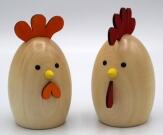 Miniatur Hahn & Huhn, natur BxHxT 3,5x6x4cm