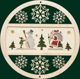 Fensterbild Schneemann mit Weihnachtsmann HxB= 15x15cm