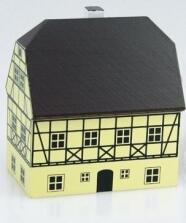 Tischdekoration Holzhaus Fachwerk bunt Höhe 6cm