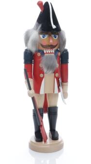 Weihnachtsfigur – Handgefertigter Nussknacker englischer Offizier mit Gewehr, Schwert und Uniform –