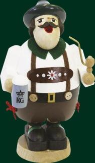 Räuchermann – gemütlicher Bayer mit Maßkrug, Trachtenhut und Pfeife, kunstvoll bemalt – H = 17 cm