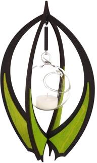 Fensterbild – modernes Design mit Teelichtkugel, anthrazit und lindgrün – BxHxT = 17 x 30 x 17 cm