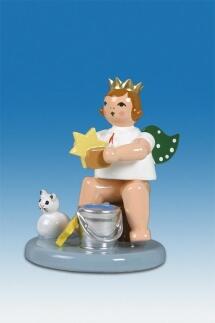 Holzfigur Engel mit Stern ohne Krone Höhe 6cm