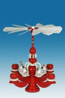 Tischdekoration Pyramide mit Engel rot Höhe 45cm