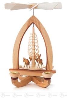 Pyramide – liebevoll geschnitzte Rehe in winterlicher Landschaft, naturbelassen – BxHxT = 19 x 28 x