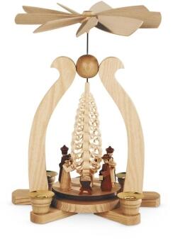 Tischpyramide – naturbelassene Bogenpyramide Christi Geburt mit detailreichen Krippenfiguren – BxHxT