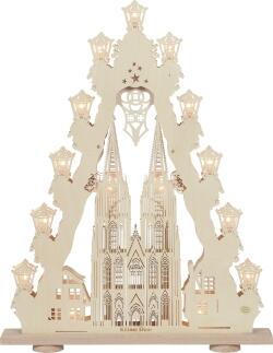 Schwibbogen – majestätischer Kölner Dom mit filigraner LED-Beleuchtung, naturfarben – BxHxT = 52 x