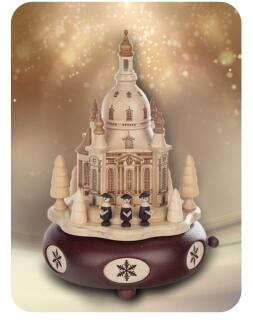 Spieldose - Dresdener Frauenkirche mit Kurrende naturbelassen - HxLxB 21x 13x 13 cm
