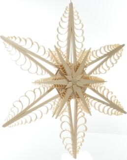 Fensterschmuck - Filigraner, handgefertigter Spanstern mit sechs Spanbäumen und zwei kleinen