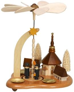 Tischpyramide – Handgefertigte Holzpyramide mit Kurrendesängern und Seiffener Kirche – HxLxB