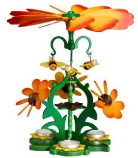 Tischpyramide - Blumen mit Bienen farbig - HxLxB 29x26x26cm