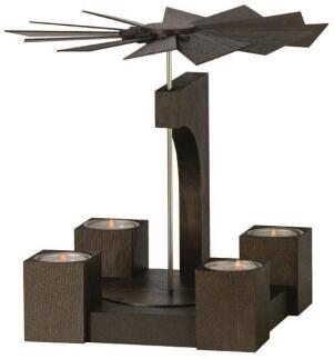 Tischpyramide – edle Mooreiche mit eleganten Messingeinsätzen, individuell bestückbar – BxHxT = 19,5