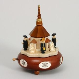 Spieldose - Kurrende mit Seiffener Kirche naturbelassen - HxLxB 19x13x13 cm