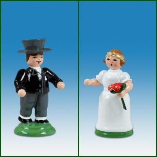Holzfiguren Hochzeitspaar goldene Hochzeit Höhe 7cm
