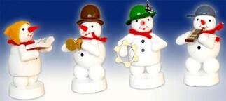 Miniaturfiguren – zauberhafte Schneemannkapelle mit Instrumenten, farbenfroh bemalt, handgefertigt –