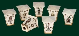 Ersatzteil – Aufstecklaternen für Schwibbögen, 5-tlg., naturbelassen, passend für Glühlampen Ø 14 mm