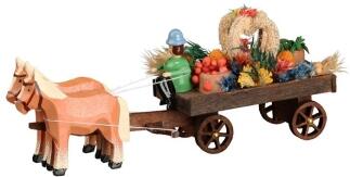 Pferdeschlitten – Erntedankwagen mit Kutscher & 2 Pferden – bunt handbemalt – L ca. 9 cm