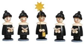 Miniaturfiguren – detailreich gearbeitete Kurrendefiguren mit Sängern und Sternträger, schwarz