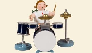 Holzfigur Engel mit Schlagzeug und Krone Höhe 6,5cm