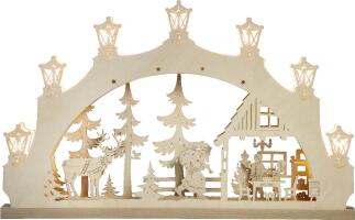 Schwibbogen – Weihnachtsabend – elektrisch beleuchtet mit LED 7-flg. – BxHxT ca. 52 x 32 x 6 cm