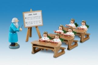 Holzfigur Petrus mit Engelschule ohne Krone Höhe 6cm