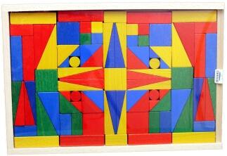 Holzspielzeug farbenfroher Baukasten Piccolo 93 von Erzgebirgische Holzspielwaren Ebert, bunte