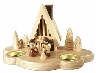 Räucherhaus – Waldhaus-Design mit Teelichtern, naturfarben – BxHxT ca. 14,5×13,5×24,5 cm