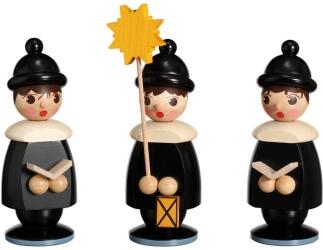 Miniaturfiguren stilvolle Kurrendefiguren mit Sternträger, schwarz lasiert aus Holz von