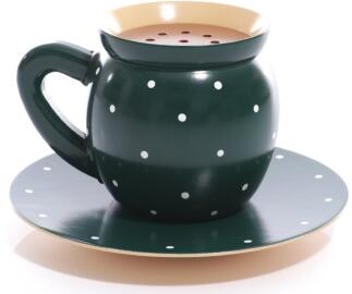 Räucherfigur - Kaffeetasse mit Henkel und Untertasse in Blau - Ansicht Links - Hergestellt im