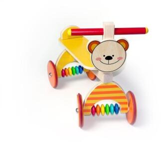 Holzrutscher mit Teddy-Design aus Holz von Hess Holz Spielzeug, farbenfrohes Kinderspielzeug mit