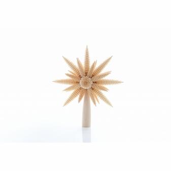 Christbaumspitze – Holzstern Erzgebirge mit Ringelbäumchen naturfarben – Ø ca. 21 cm