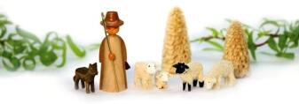 Miniaturenset - Schäfer mit Schafen im Beutel – Größe ca. 5cm