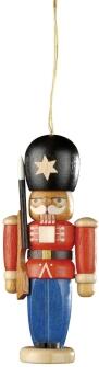 Christbaumschmuck – farbenfroher Nussknacker Wachsoldat mit Gewehr – HxBxT 8 x 4 x 3 cm